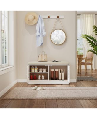 Streamdale 28" Shoe Storage Bench with Cushion and Adjustable Shelves