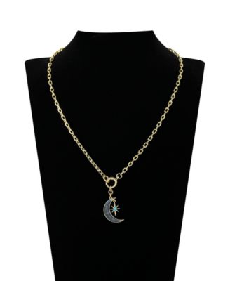 Lapis Stone Moon Star Pendant Necklace