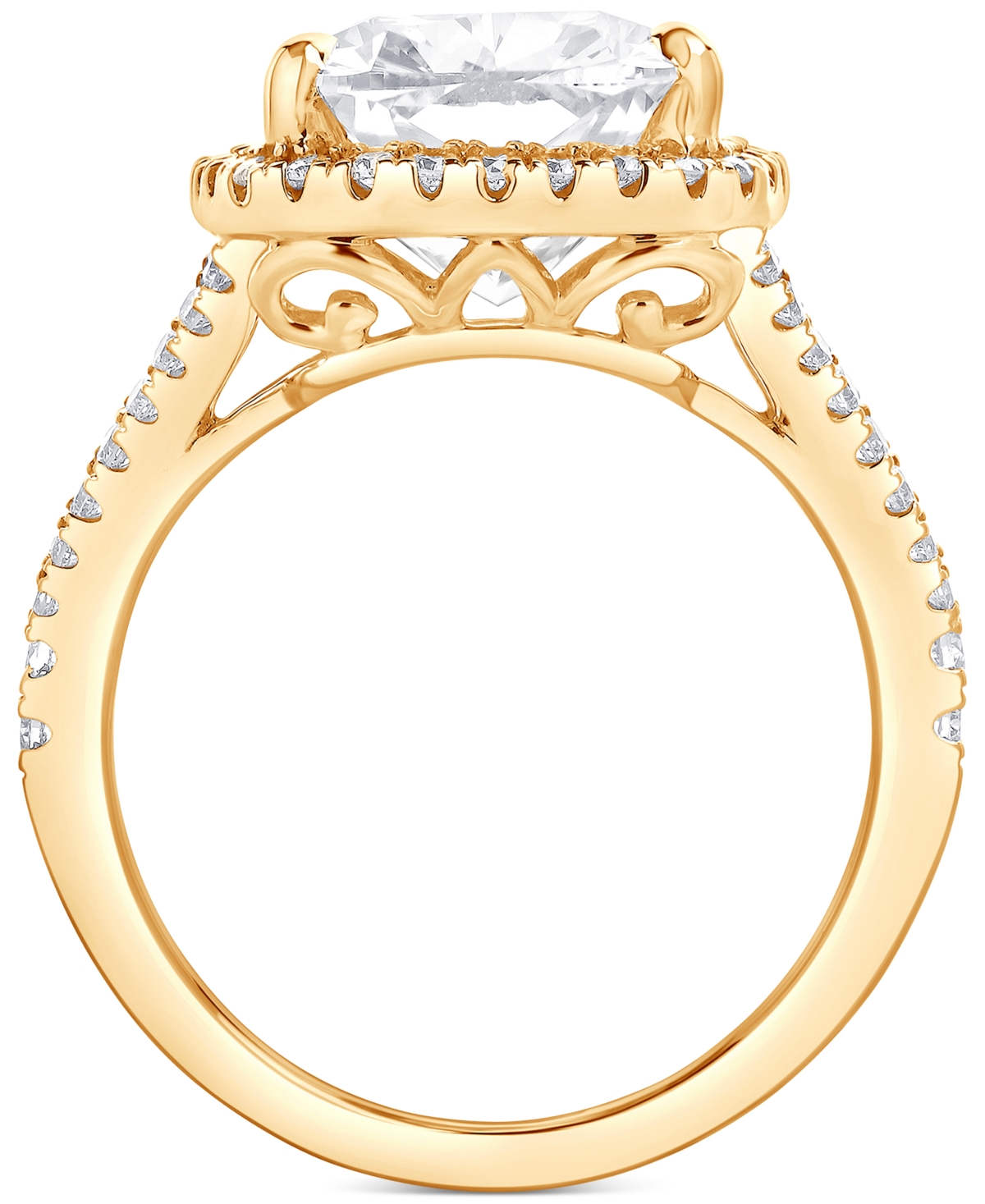 Badgley Mischka Certified Lab Grown Diamond Cushion Halo Engagement Ring (7-1/2 Ct. T.w.) In 14k Gold In Yellow Gold