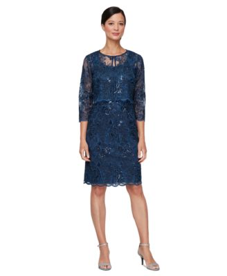 Petite Scallop-Hem Sequin Sheath Dress