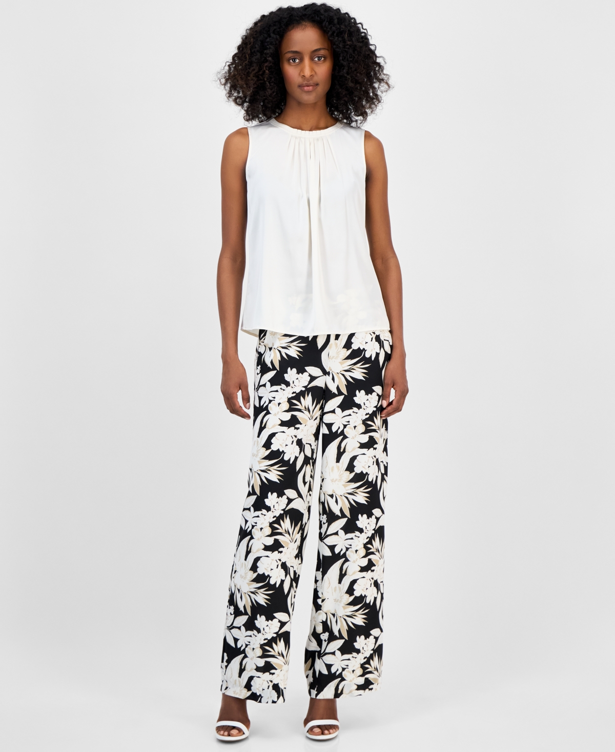 Shop Anne Klein Women's Pleated Sleeveless Blouse
