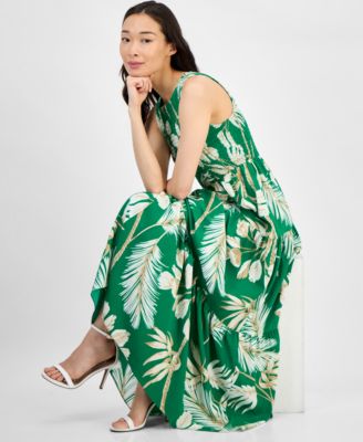 Women's Printed Smocked-Bodice Tiered Dress