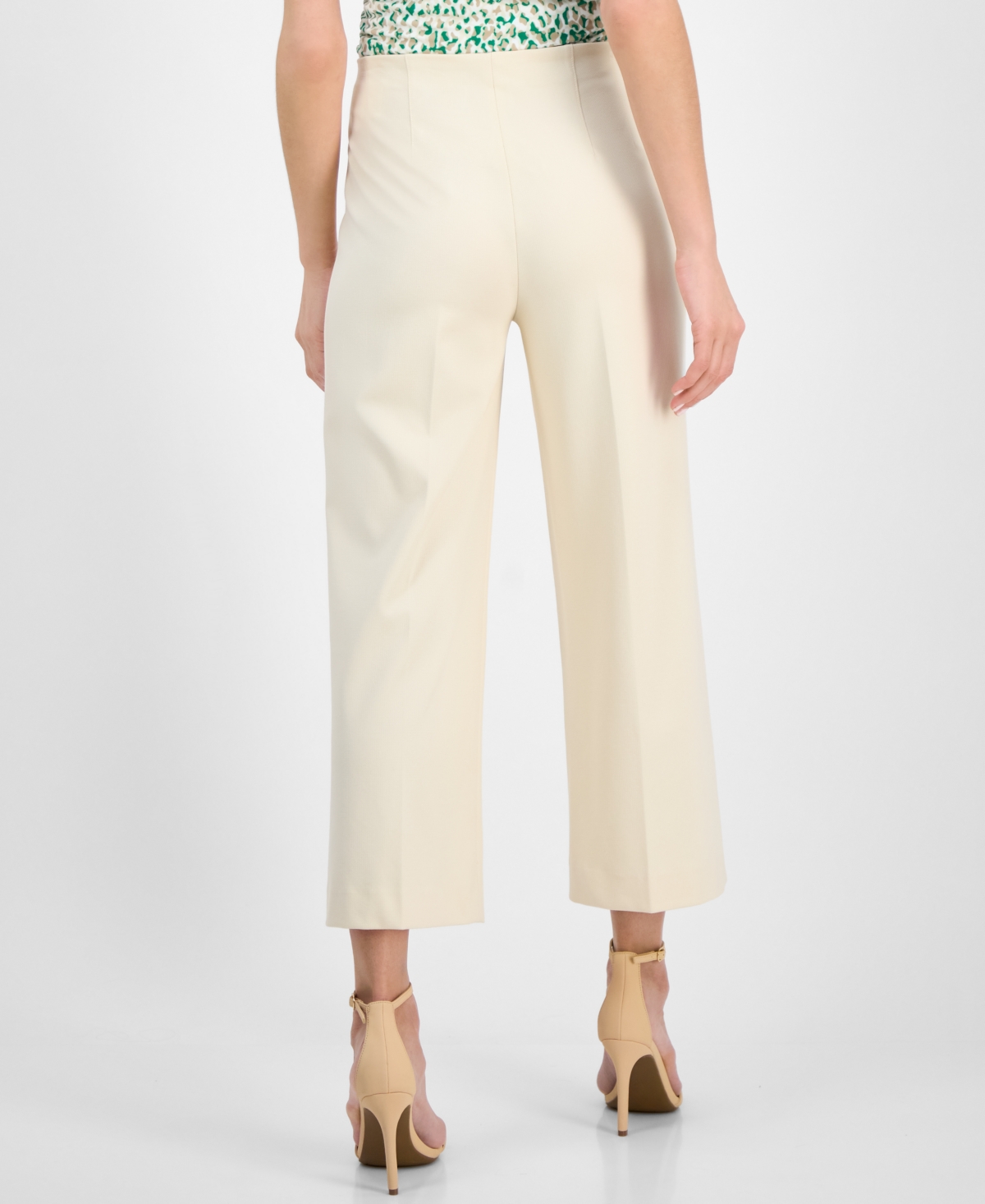 Anne Klein Women's High-rise Pull-on Crop Wide-leg Pants In Brown