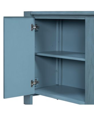 Streamdale Retro 4-door Sideboard with Distressed Finish and Adjustable Shelves for Dining Room, Kitchen, and Living Room (Navy)