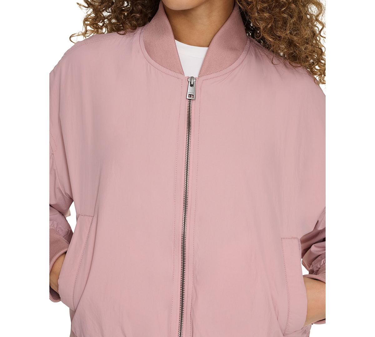 Levi's Women's Relaxed Zip-front Ribbed-hem Bomber Jacket In Dusty Rose