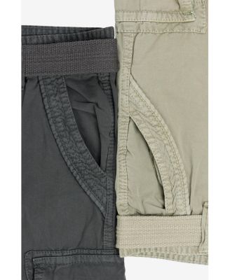 Big Boys 2 Pack Combo Belted Twill Cargo Shorts 8-18