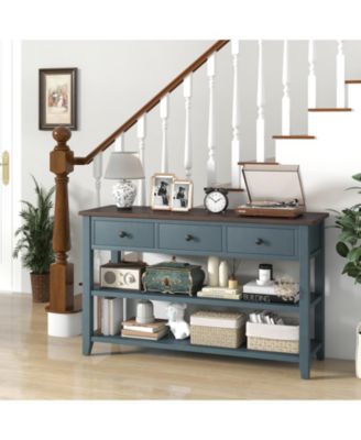 50 Inch Entryway Table Narrow Long Sofa Table with Drawers and Shelves