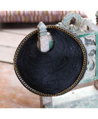 SOLO FIG Mini Jute Straw Bag With Gold chain