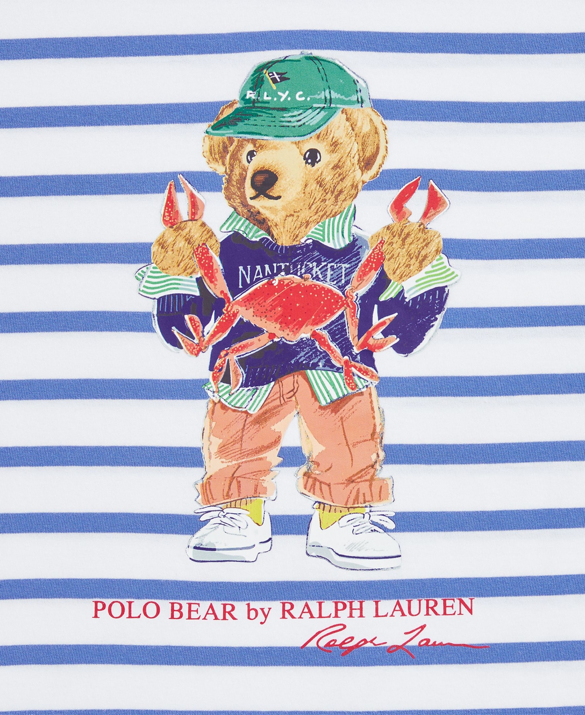 Polo Ralph Lauren Polo Bear Striped Cotton Jersey Tee In White Bear
