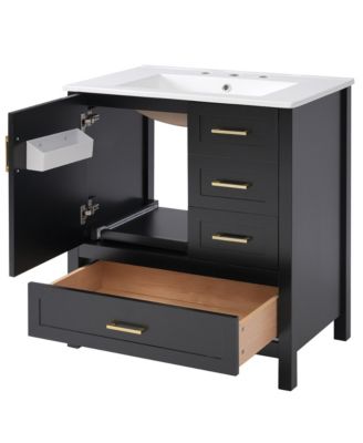 Streamdale 30" Black Bathroom Vanity with Soft-Close Storage