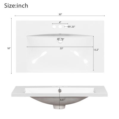 Streamdale 30" Solid Wood Bathroom Vanity Set with Resin Sink and Soft Close Storage