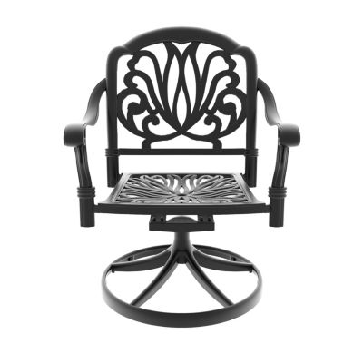 Streamdale Cast Aluminum Patio Swivel Chair 2PCS With Black Frame and Cushions In Random Colors