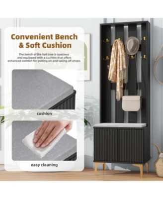 Streamdale 4-in-1 Hall Tree with Fluted Doors and Gold Accents