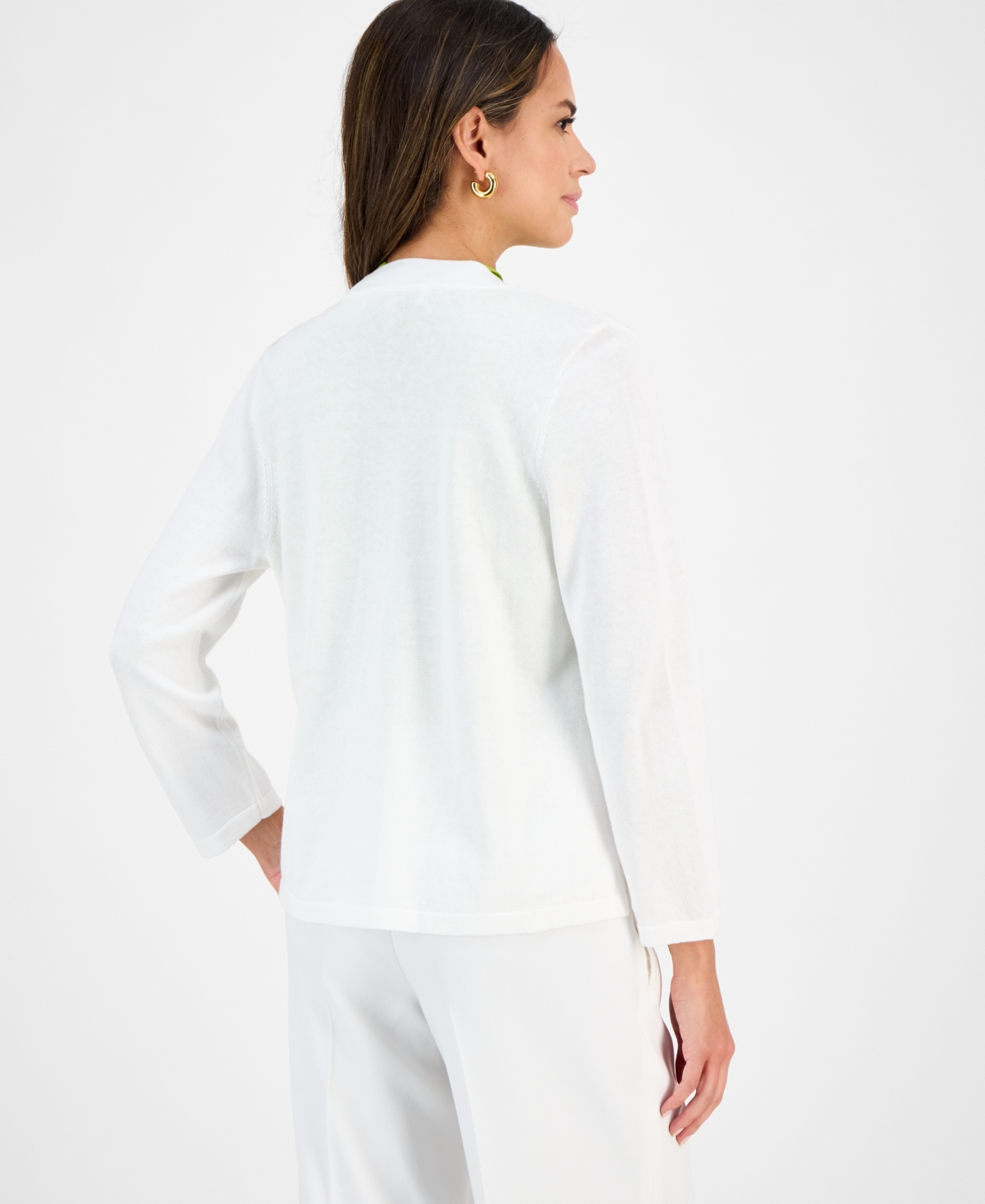 Kasper Women's Diagonal-stitch Cardigan, Regular & Petite In Lily White