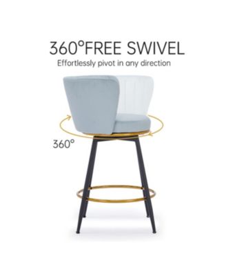 Streamdale Counter Height Swivel Upholstered Barstools, Set of 2, Velvet Fabric