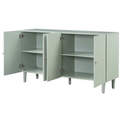 Streamdale Elegant Four-Door Sideboard with Wavy Doors, Cylindrical Legs & Metal Handles