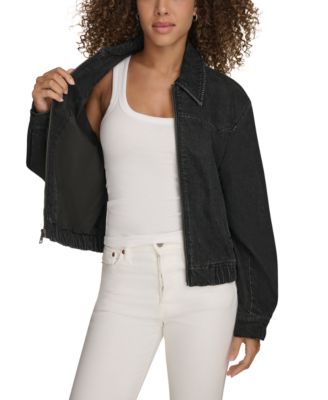 Women's Western Zip-Front Denim Bomber Jacket
