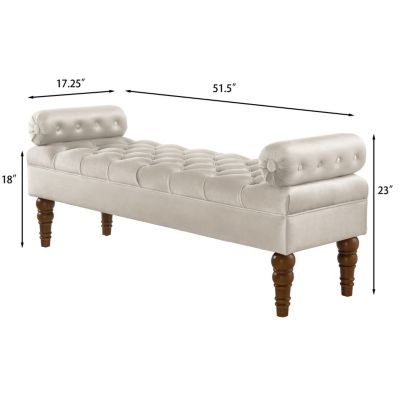 Velvet Upholstered Bench for Bedroom and Entryway