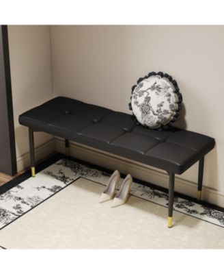 47" Faux PU & Metal Shoe Bench