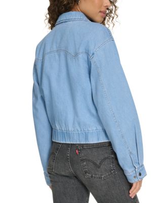Women's Western Zip-Front Denim Bomber Jacket