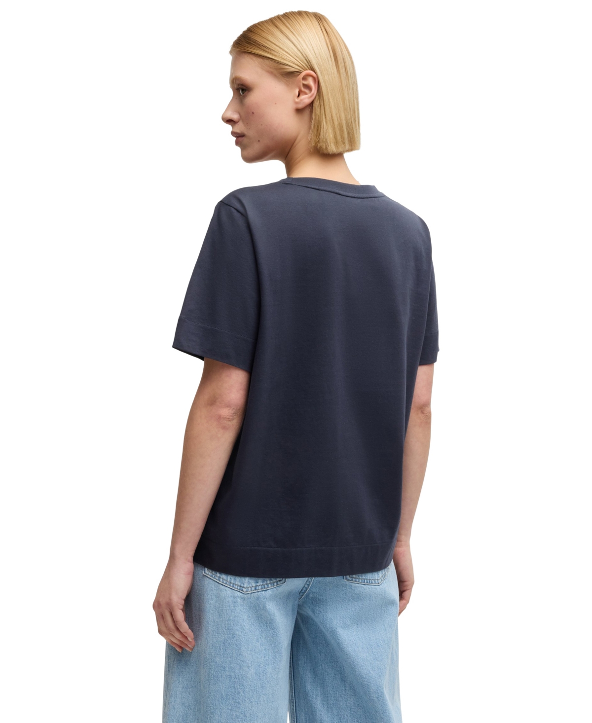 Hugo Boss Boss By  Women's Mercerized Cotton T-shirt In Dark Blue