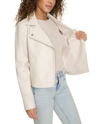 Women's Faux-Leather Asymmetric-Zip Moto Jacket