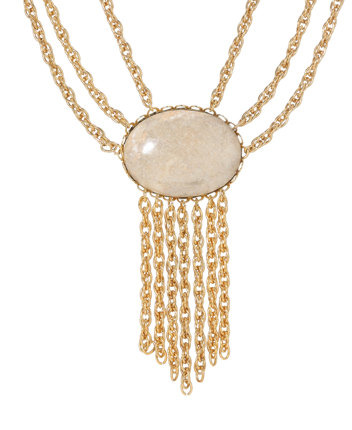 2028 Oval Riverstone Drape Necklace In Brown