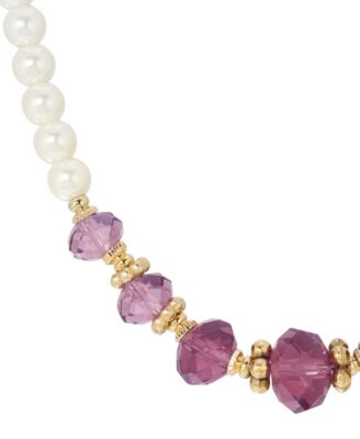 Faux Cultivated Pearl Purple Glass Bead Necklace