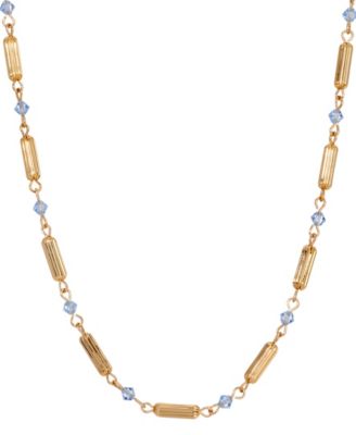 14K Gold Dipped Gold Tube Bead Crystal Necklace