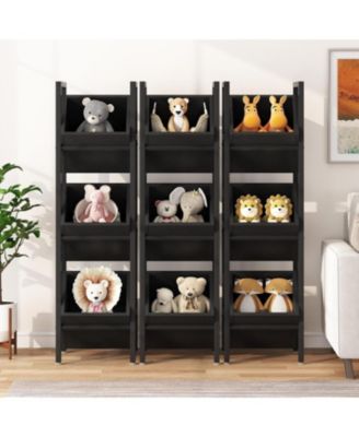 3-Tier Wood Basket Rack Vertical Fruit Stand Storage Organizer for Kitchen, Bathroom, or Living Room