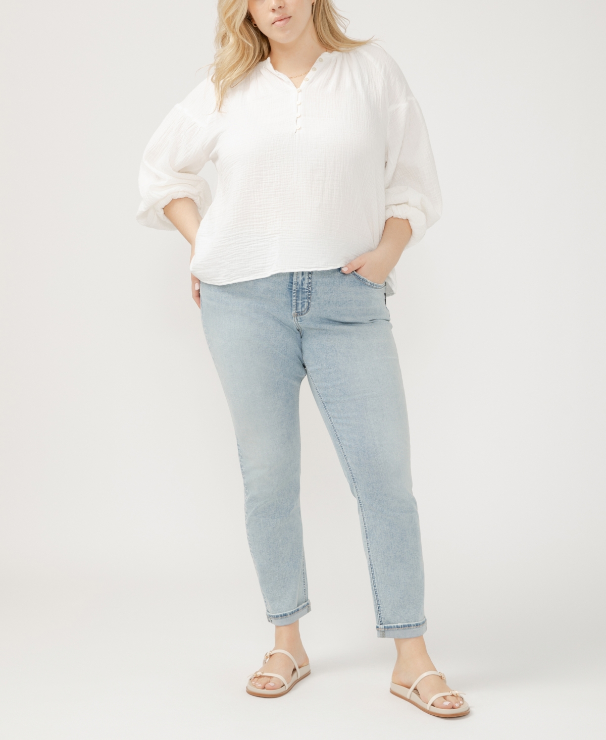Silver Jeans Co. Plus Size Girlfriend Mid Rise Skinny Leg Jeans In Indigo