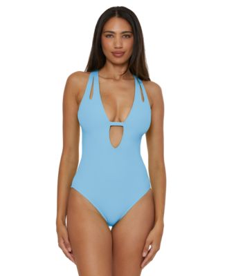 Becca - Women's Modern Edge Textured Plunging-Neck Swimsuit