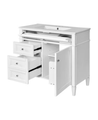  36" Modern Bathroom Vanity with Sink and Storage (2 Drawers + Tip-Out)