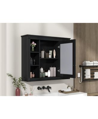  Wall Mounted Bathroom Cabinet with Mirror and 6 Shelves