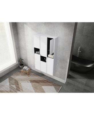  12" Bathroom Side Cabinet,6-Soft Close Doors,Float Mounting Design