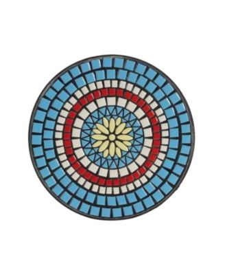 Streamdale Patio Side Table with Shelf,Blue+Black