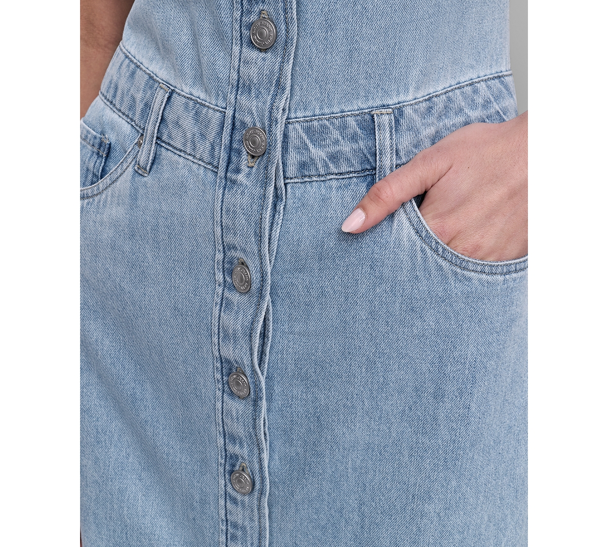 Dkny Jeans Women's Button-front Sleeveless Midi Denim Dress In Kyo - Crosby