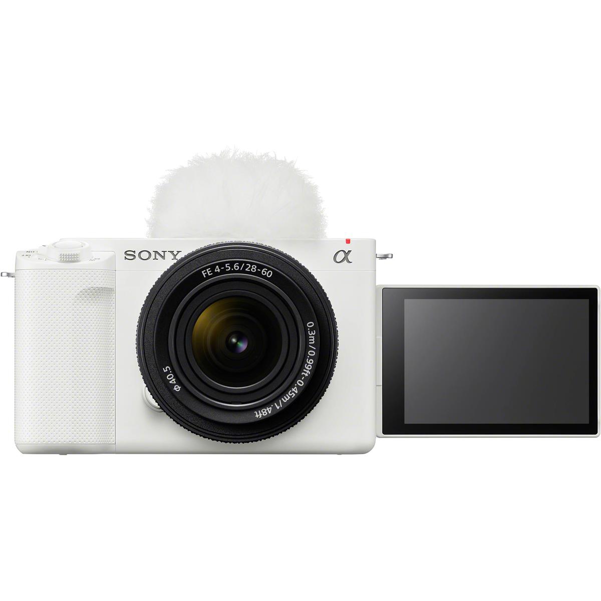Sony Sony Zv-E1 Full-Frame Interchangeable Lens Mirrorless Vlog Camera with Fe 28-60mm f/4-5.6 Lens, White - Bundle with Shoulder Bag, 64GB Sd Card,
