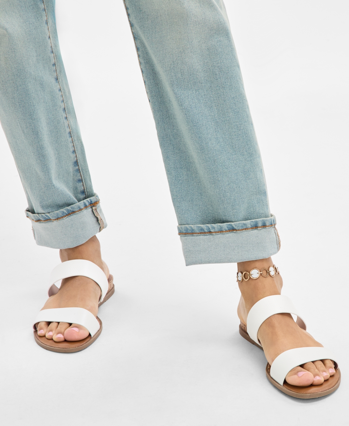 Style & Co Women's Elliee Flat Sandals, Exclusively At Macy's In Wht Ln Liz