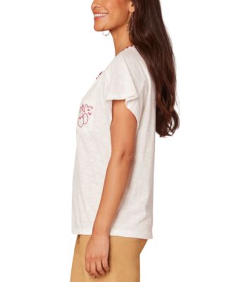 Women's Embroidered-Pocket Short-Sleeve T-Shirt