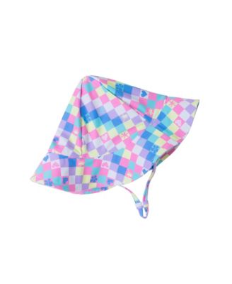 Infant Check Print Ruffle Back Rashguard w/Hat