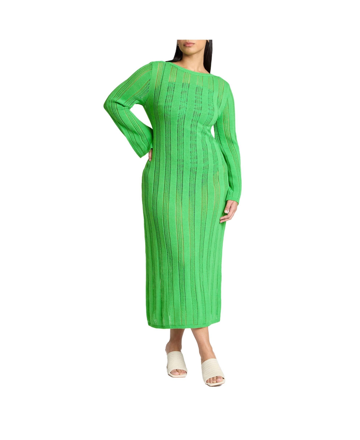 Plus Size Women's Plus Size Sweater Dress Cover-Up - Green