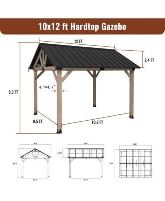 10 x 12 ft. Wood Gazebo Cedar Framed Wooden Gazebo
