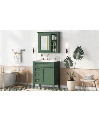 Modern Freestanding 30" Bathroom Vanity with Sink & Mirror Cabinet