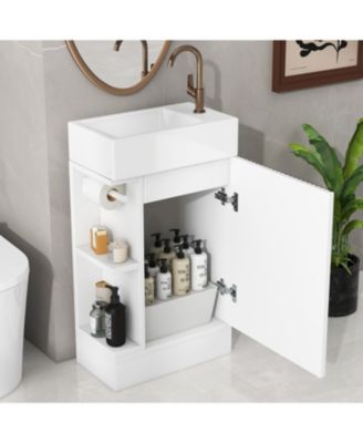 18.6" Bathroom Vanity with Sink, Bathroom Vanity Cabinet with Two-tier Shelf, Left or Right Orientation