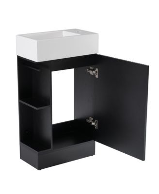 18.6" MDF 2-Tier Shelf & TP Holder – Left/Right Orientation Bathroom Vanity Cabinet with Ceramic Sink