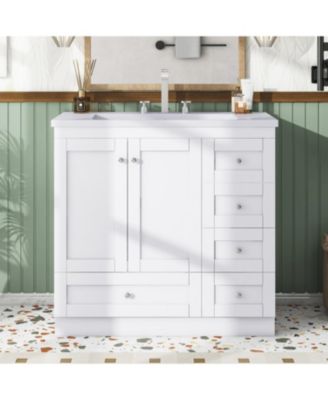 Streamdale 36 inch Shaker Style Free-Standing Bathroom Vanity Cabinet with Sink, 4 Soft-close Drawers and 2 Soft-close doors