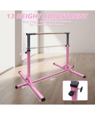 Streamdale Gymnastics Bar for Kids, Adjustable Height Gym Bar, Junior Training Kip Bar for Home, Built for kids 3+ Years Pink