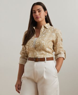 Lauren Ralph Lauren - Plus Size Linen Roll-Tab Shirt