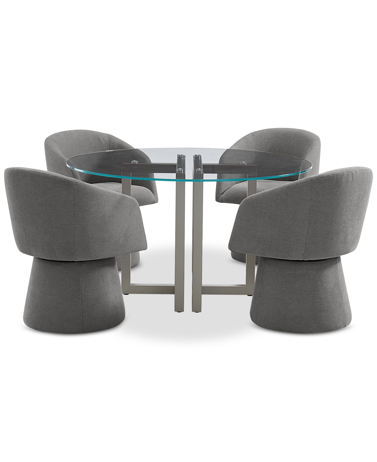 Macy's 5 Pc. Dining Set (emila Round Table & 4 Korder Chairs), Created For  In Pewter